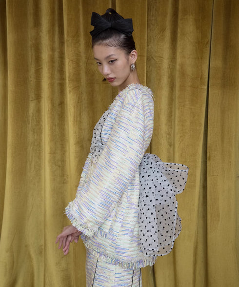 Dot Organza Raw Edge Jacket